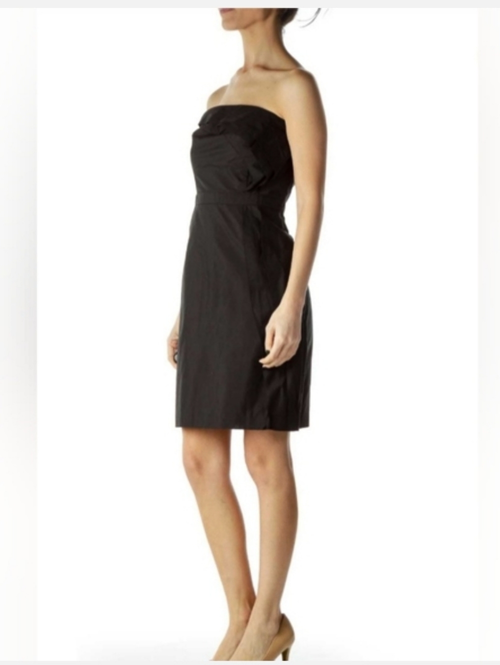 ANN TAYLOR Loft Strapless Dress Classic Black Waterfall Ruffle Sm NWT Minimalist
